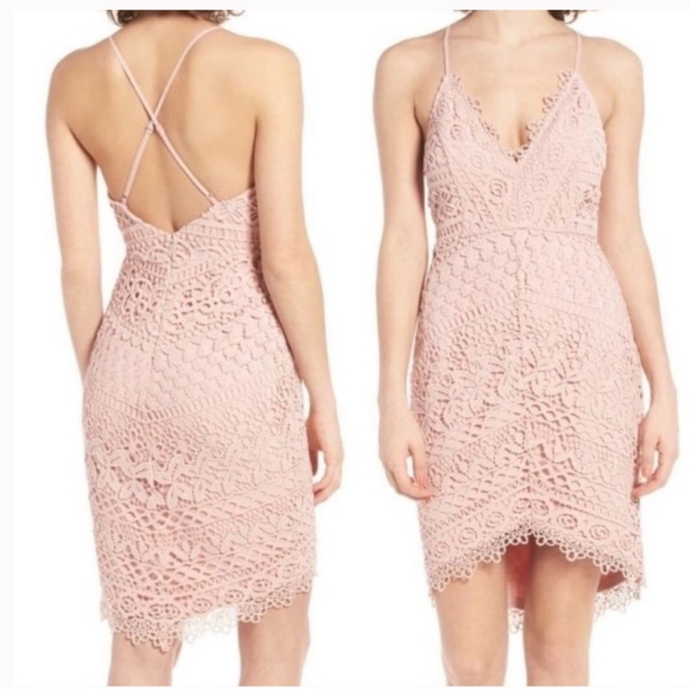 Astr Elegant Pink Lace Dress